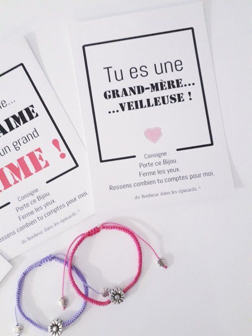 CARTE FETE DES MAMIES au choix + BRACELET FLEUR