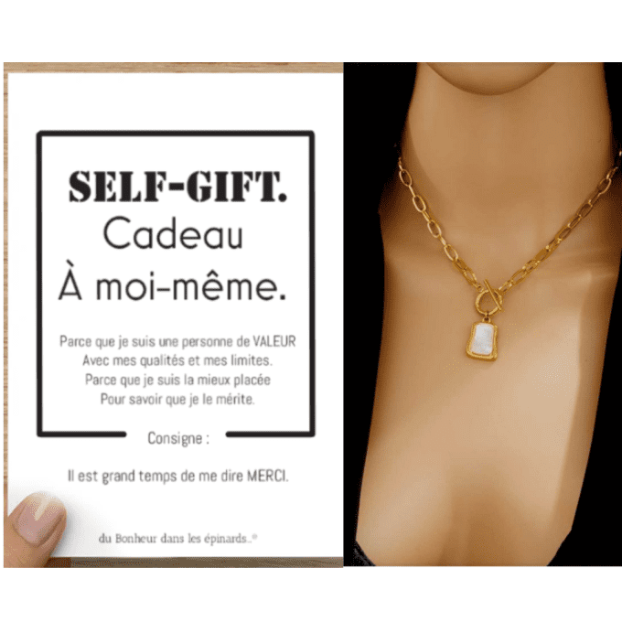 CARTE SELF-GIFT + COLLIER CHAINE DORE - MARS - D14 