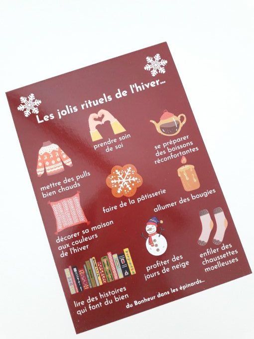 CARTE LES JOLIS RITUELS DE L'HIVER + SERVIETTE DE CUISINE 